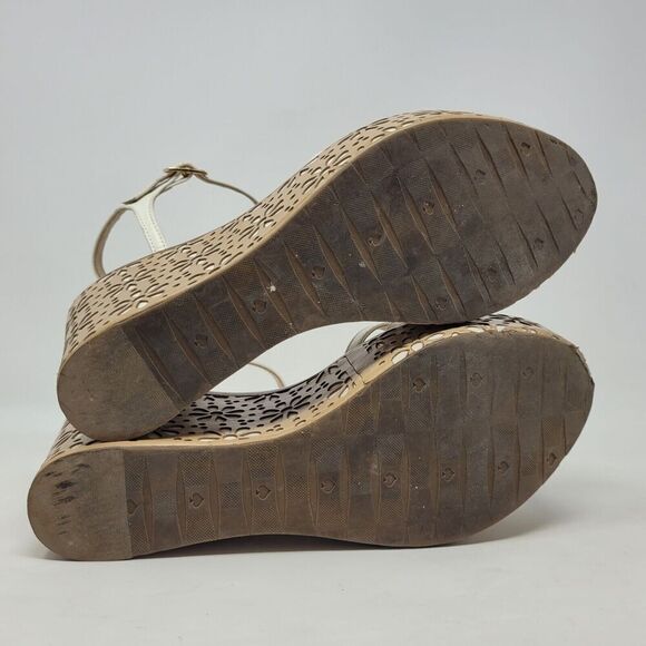 Kate Spade Sandals Womens 7M Titi White Vacchetta Platform Leather Floral - Picture 6 of 13